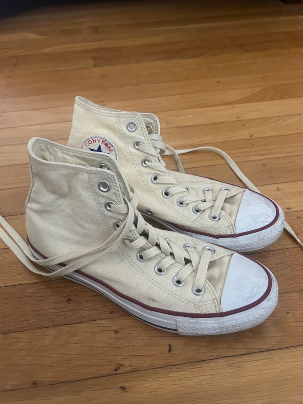 Converse High Top Sneakers in Cream Canvas size 8.5